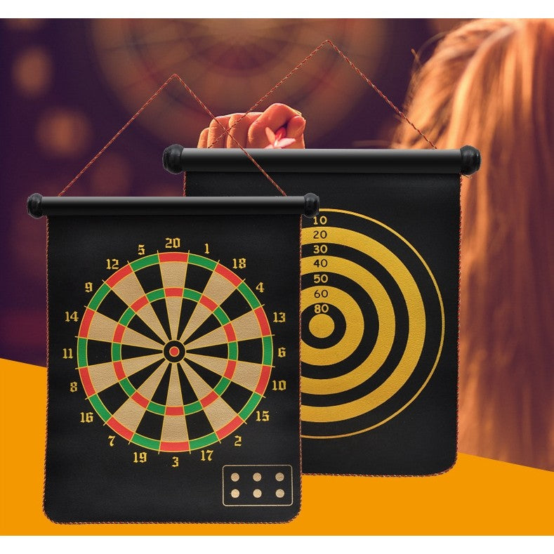 Set Joc Darts Magnetic, Tabla cu 2 Fete de Joc, 6 Sageti Incluse, Design Clasic, 37 x 40 cm, Multicolor