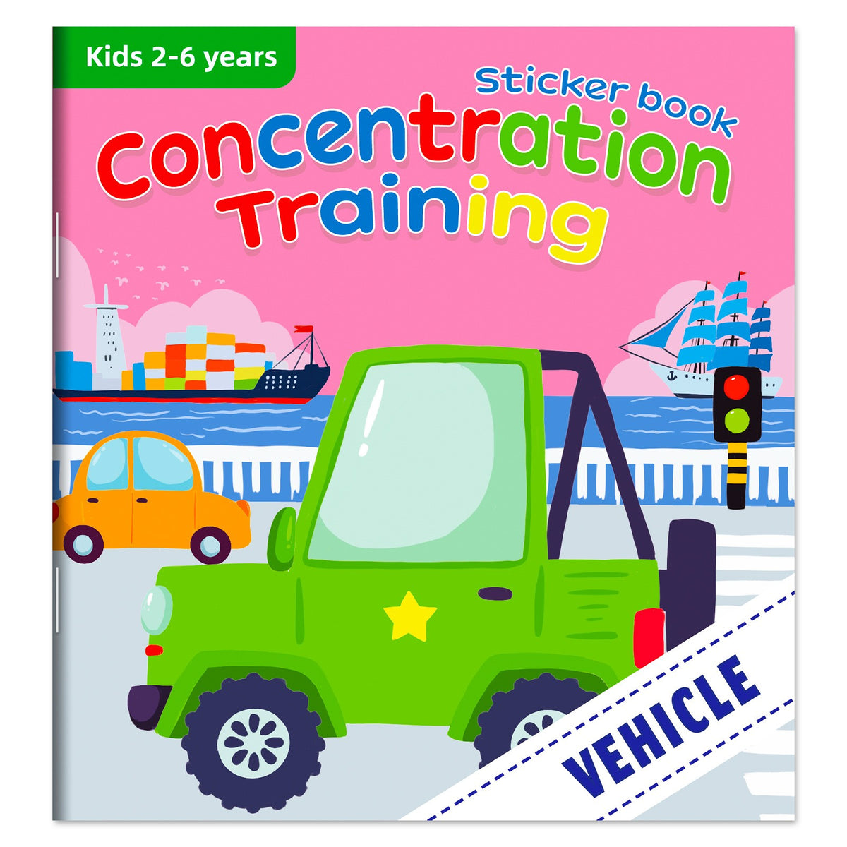 Set 3 Carti Educative cu Stickere Repozitionabile, Activitati Montessori de Invatare timpurie, Carton Impermeabil cu Velcro, Modele Ferma si Masini, 14.5 x 15.6 cm, 2-6 ani