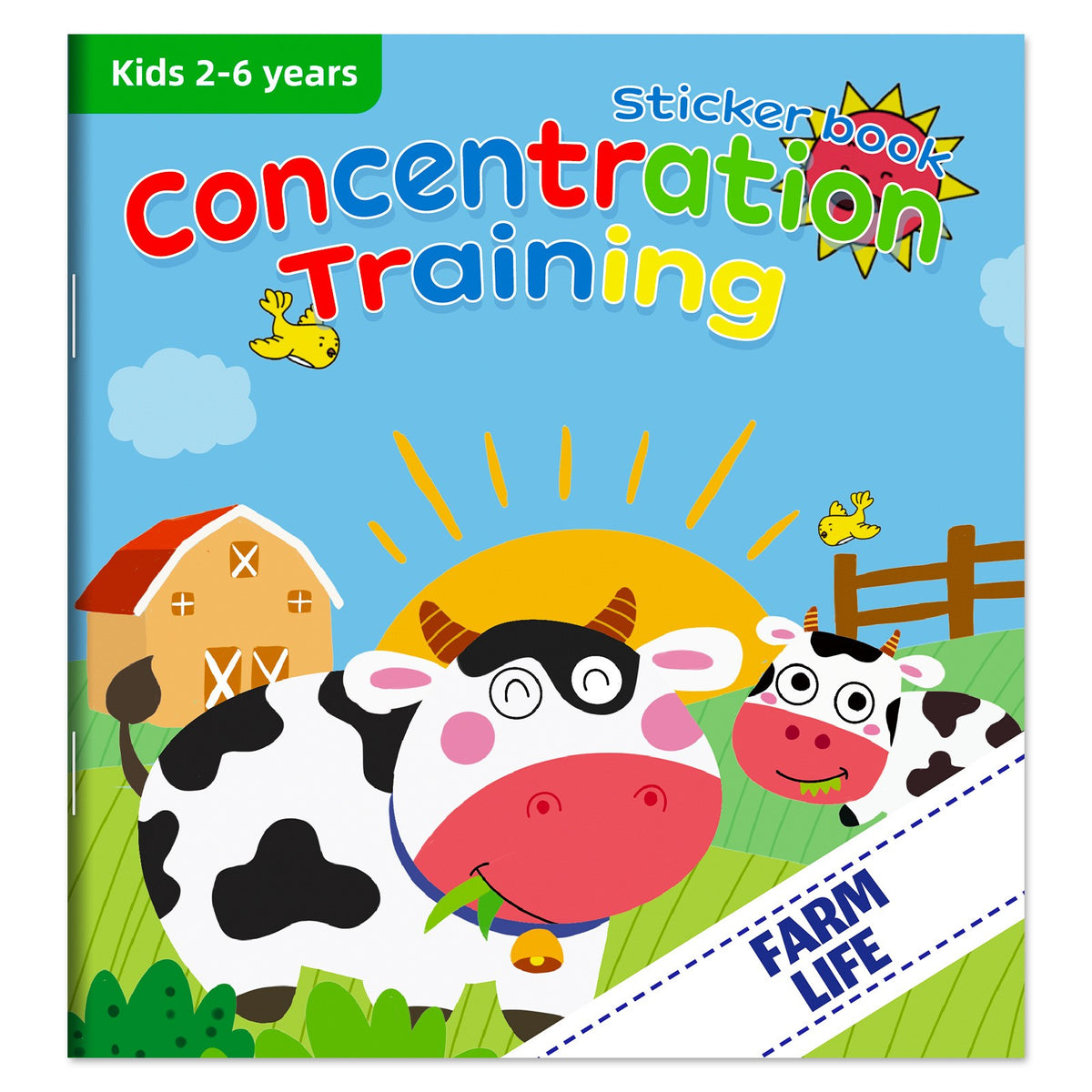 Set 3 Carti Educative cu Stickere Repozitionabile, Activitati Montessori de Invatare timpurie, Carton Impermeabil cu Velcro, Modele Ferma si Masini, 14.5 x 15.6 cm, 2-6 ani