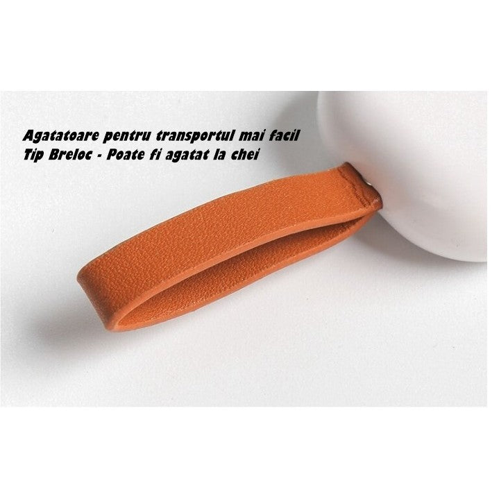 Cutie Depozitare Medicamente, Organizator Pastile Portabil cu 3 Compartimente, Sistem Glisant Push-Pull, Plastic Fara BPA, Tip Breloc cu Snur, Gri, 10.7x3.6x1.6 cm