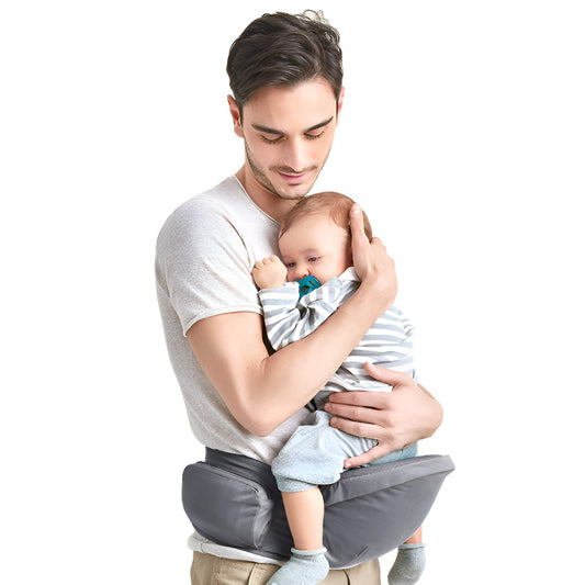 Marsupiu Ergonomic 3in1 pentru Bebelusi si Copii, Scaunel de Sold Pliabil cu Buzunare Laterale, Centura Reglabila, Material Textil, 0-36 Luni, Gri