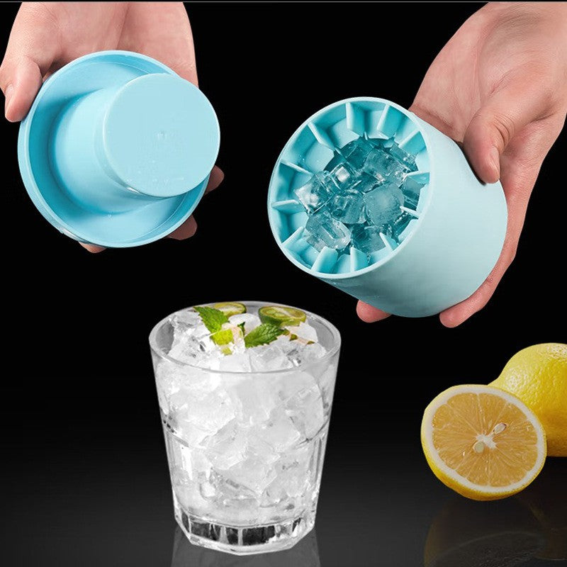 Forma de Gheata din Silicon cu Capac, Matrita Tip Frapiera pentru 60 Cuburi, Silicon Alimentar Fara BPA, 9x8.5x8 cm, Albastru