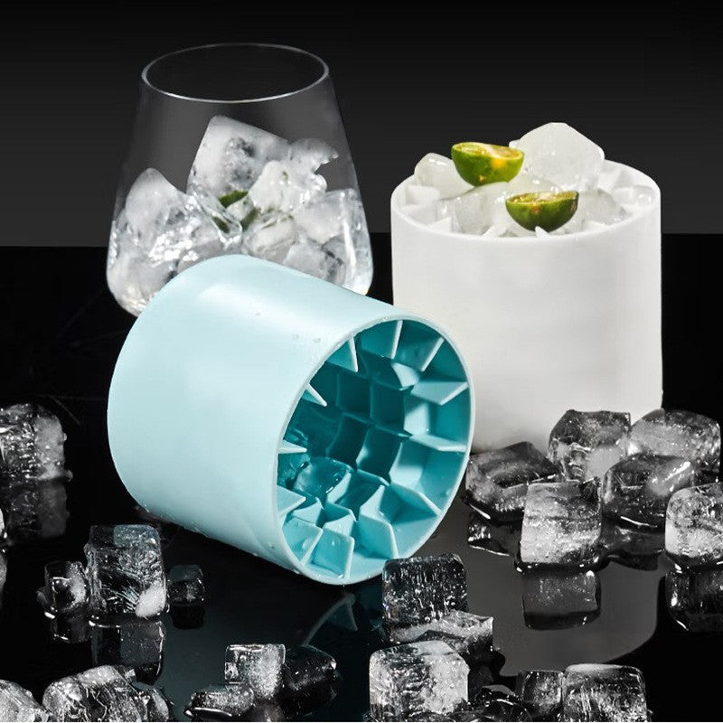 Forma de Gheata din Silicon cu Capac, Matrita Tip Frapiera pentru 60 Cuburi, Silicon Alimentar Fara BPA, 9x8.5x8 cm, Albastru