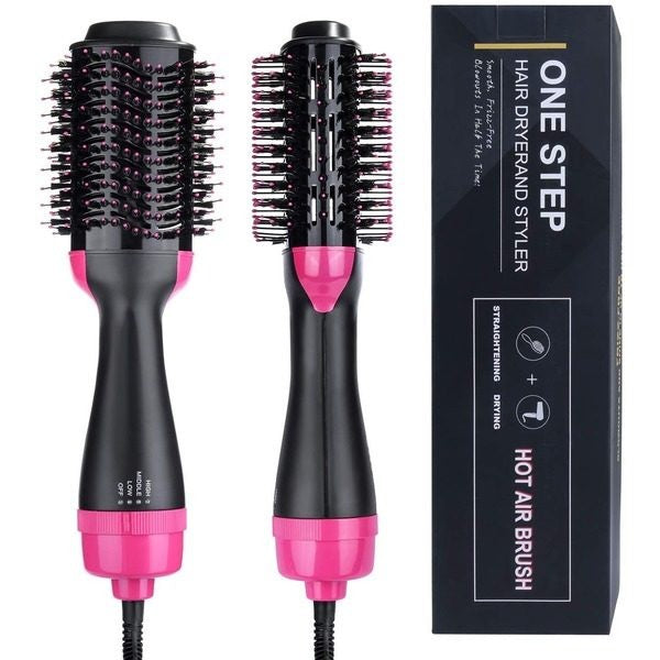 Styloom Perie Electrica de Par pentru Volum si Uscare, Invelis Ceramic, 3 Trepte de Temperatura, 1000W, Negru-Roz