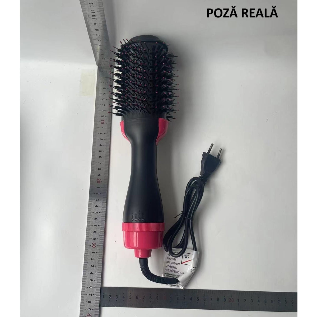 Styloom Perie Electrica de Par pentru Volum si Uscare, Invelis Ceramic, 3 Trepte de Temperatura, 1000W, Negru-Roz