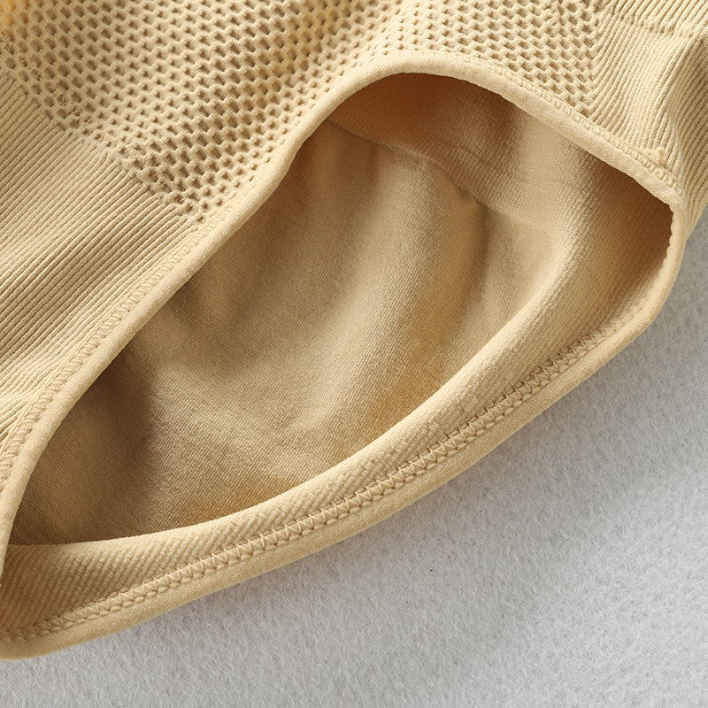 Lenjerie Modelatoare Postpartum, Chiloti cu Talie Inalta si Compresie Abdominala, Fara Cusaturi, Insertii Silicon, Nailon, Nude, M/L