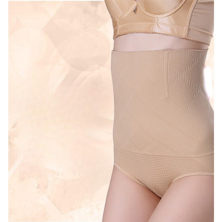 Lenjerie Modelatoare Postpartum, Chiloti cu Talie Inalta si Compresie Abdominala, Fara Cusaturi, Insertii Silicon, Nailon, Nude, M/L