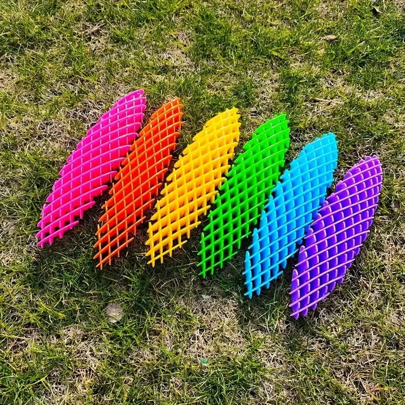 Jucarie Worm Fidget Anti Stres, Plasa Elastica Decompresie, Plastic, Multicolor, 10-24.5 cm