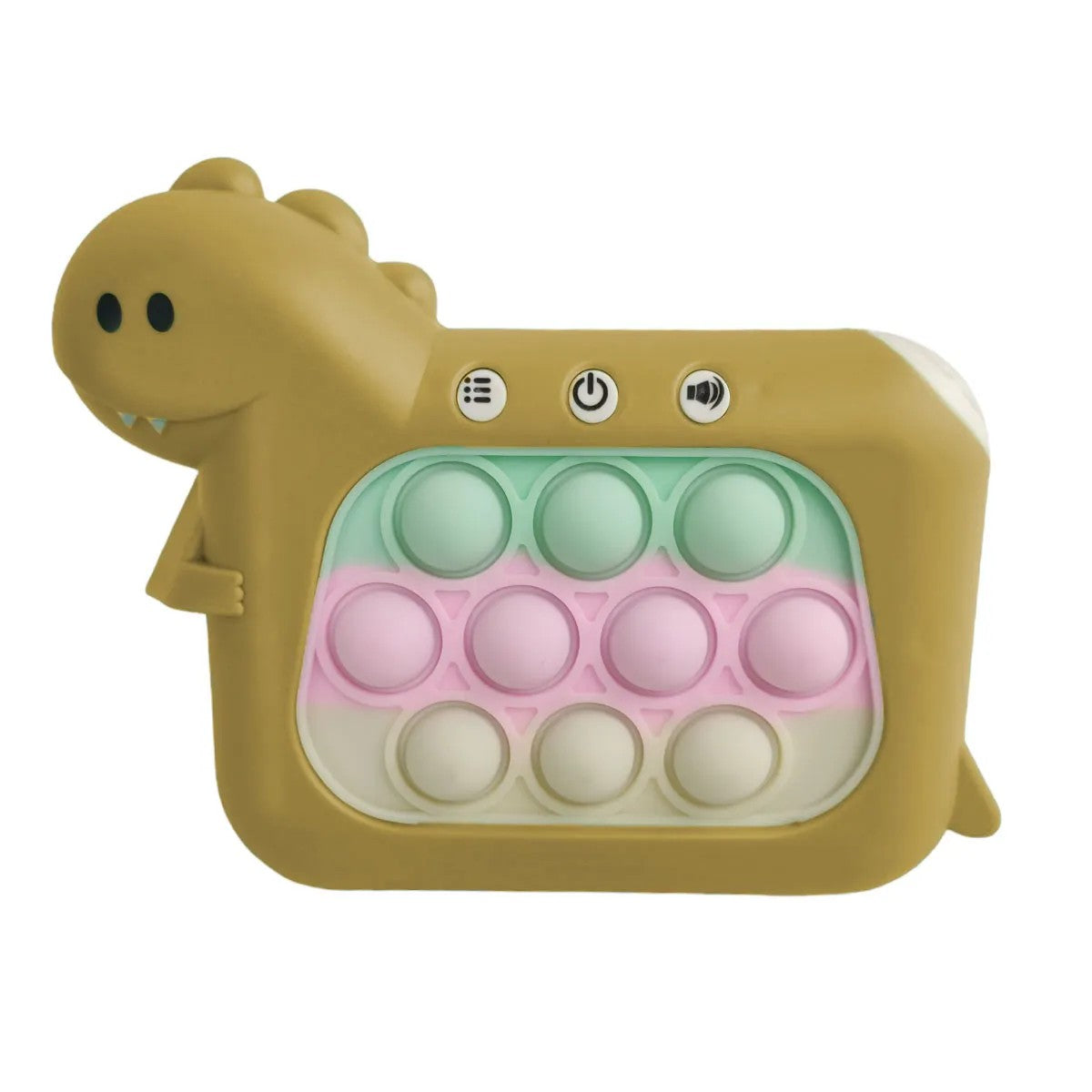 Jucarie Interactiva Pop It Whack A Mole, Consola Joc Anti-Stres cu 4 Moduri, Lumini si Muzica, ABS si Silicon, Model Dinozaur, +3 Ani, Galben