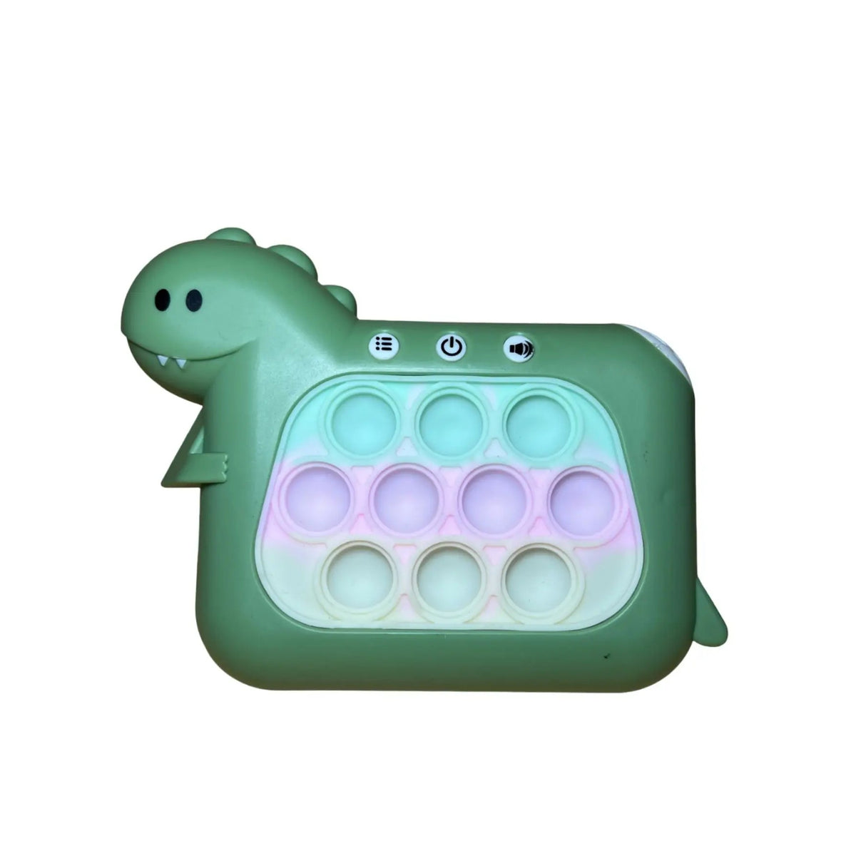 Jucarie Interactiva Pop It Whack A Mole, Consola Joc Quick Push Anti-Stres cu Lumini si Muzica, 4 Moduri de Joc, Dezvoltare Atentie, Material ABS si Silicon, Model Dinozaur, Verde, +3 Ani
