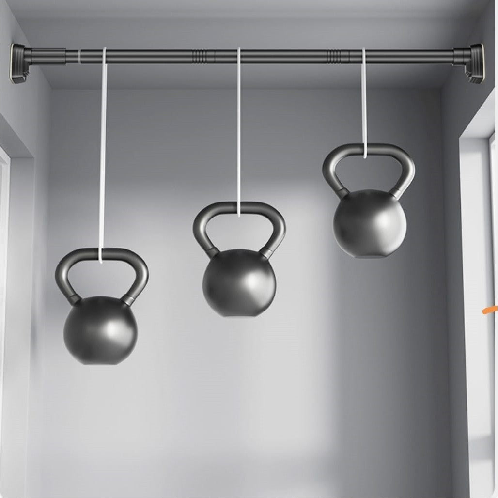 Bara Telescopica Multifunctionala, Suport Extensibil Perdea Dus si Haine, Otel Inoxidabil si ABS, Montare Fara Gaurire, 185-205 cm, Negru