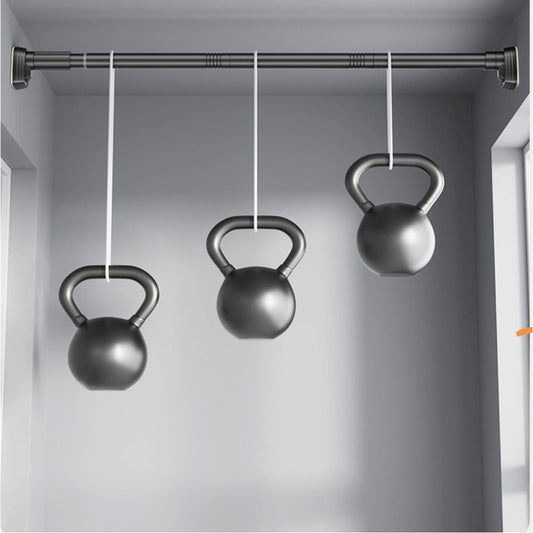 Bara Telescopica Multifunctionala, Suport Extensibil Perdea Dus si Haine, Otel Inoxidabil si ABS, Montare Fara Gaurire, 185-205 cm, Negru