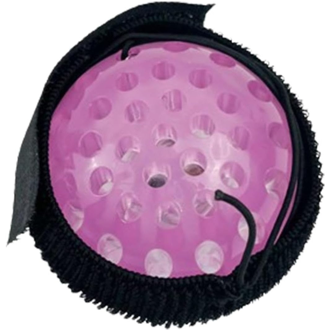 Minge Saltareata Crystal Ball, Jucarie Interactiva cu Lumini si Banda Elastica, Plastic, 6 cm, Roz