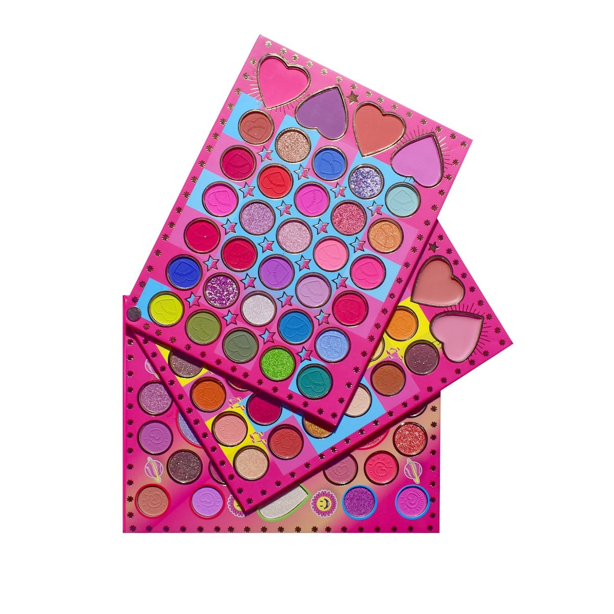 Kevin & Coco Trusa de Machiaj Completa Mean Girl Heart, Paleta Fard de Pleoape, Iluminator si Blush Cremos, Texturi Mate si Glitter, 96 Culori, 21 x 15.7 x 2.4 cm