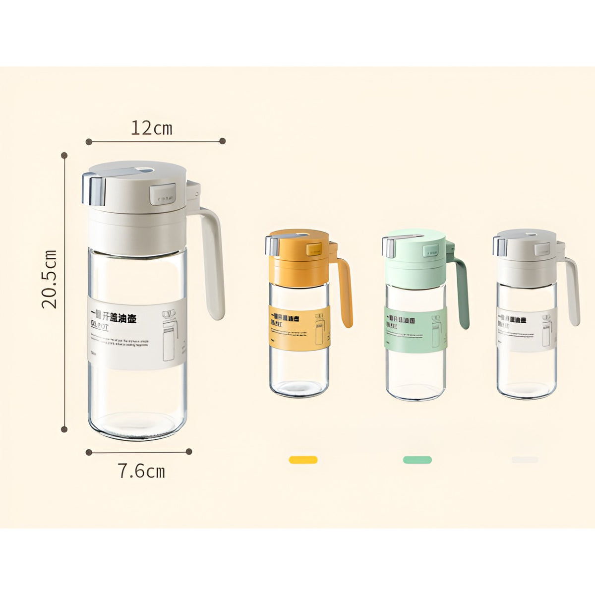 Dispenser Ulei Si Otet, Capac Cu Deschidere Automata Gravitationala, Sticla Borosilicata, Rezistent La Scurgeri, 550 ml, Verde