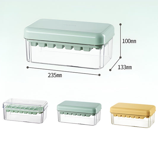 Set Cutie pentru Gheață cu Sistem de Eliberare Rapidă prin Apăsare, Tavă 30 Cuburi, Capac Etanș și Lopată, Material PET/PP fără BPA, 23.5x13.3x10 cm, Verde/Transparent