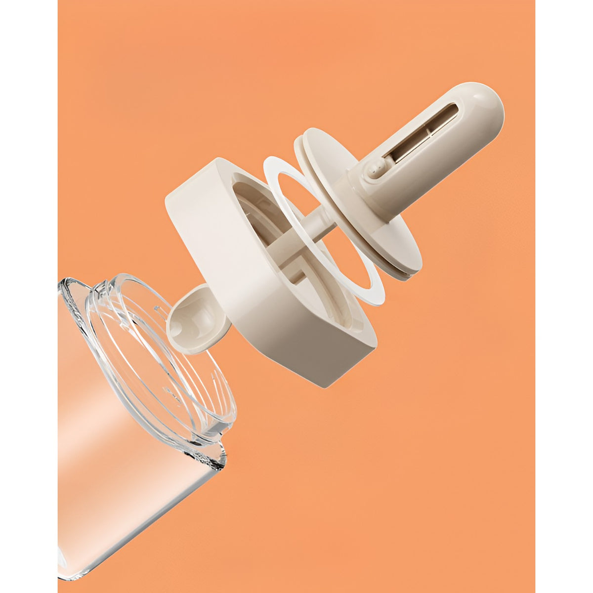 Borcan Depozitare Condimente, Recipient Sticla cu Capac si Lingura Telescopica Incorporata, Inchidere Etansa cu Inel Silicon, 300 ml, Gri