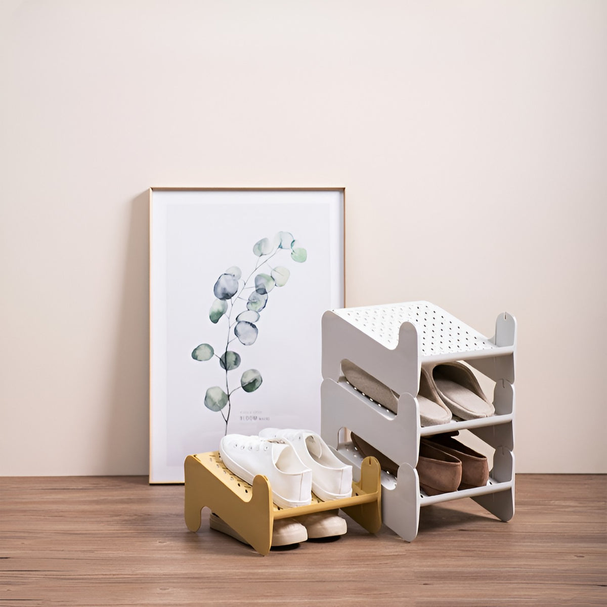 Suport pentru Pantofi cu 2 Straturi, Organizator Vertical pentru Economisirea Spatiului, Raft Antiderapant pentru Adidasi si Tocurie, Material PP Durabil, 26x24.8x16 cm, Alb