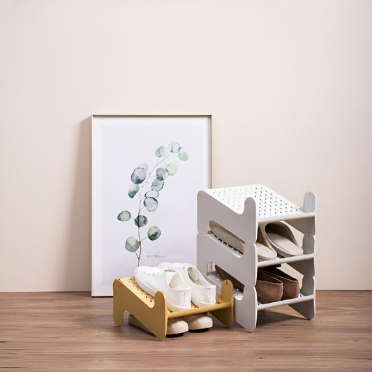 Suport pentru Pantofi cu 2 Straturi, Organizator Vertical pentru Economisirea Spatiului, Raft Antiderapant pentru Adidasi si Tocurie, Material PP Durabil, 26x24.8x16 cm, Alb
