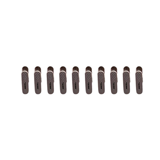 Set 10 Cleme pentru Haine si Pantaloni, Agrafe Atasabile pentru Umerase si Crafting, Plastic, 1.6 x 2.3 x 6.35 cm, Maro