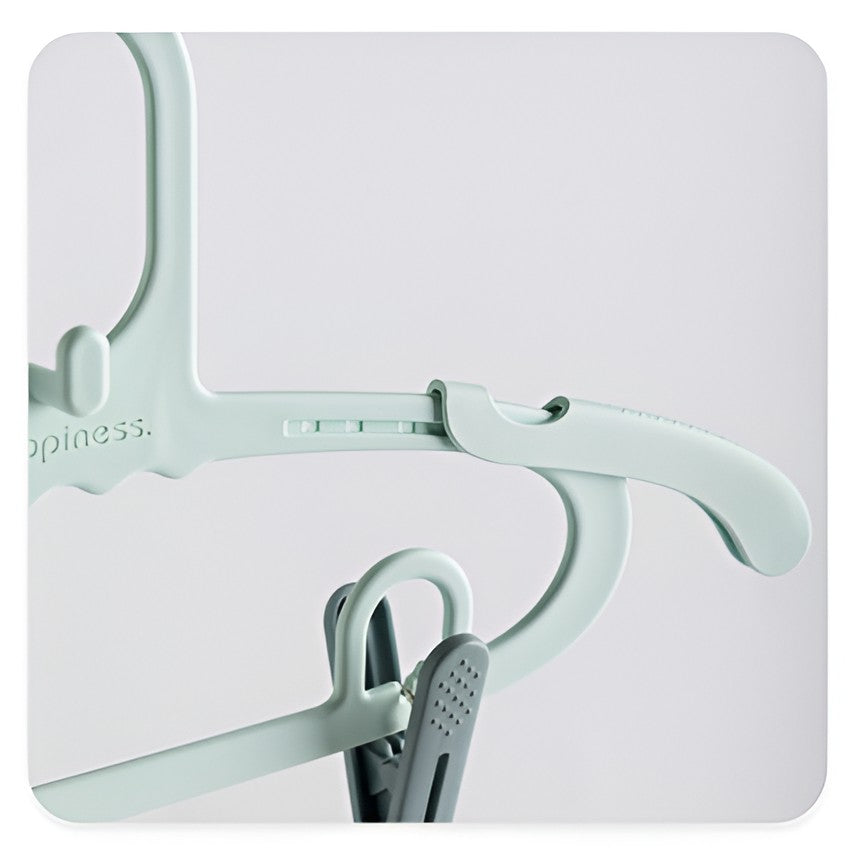 Set 10 Cleme pentru Haine si Pantaloni, Agrafe Atasabile la Umerase, Plastic Rezistent, 1.6x2.3x6.35 cm, Verde