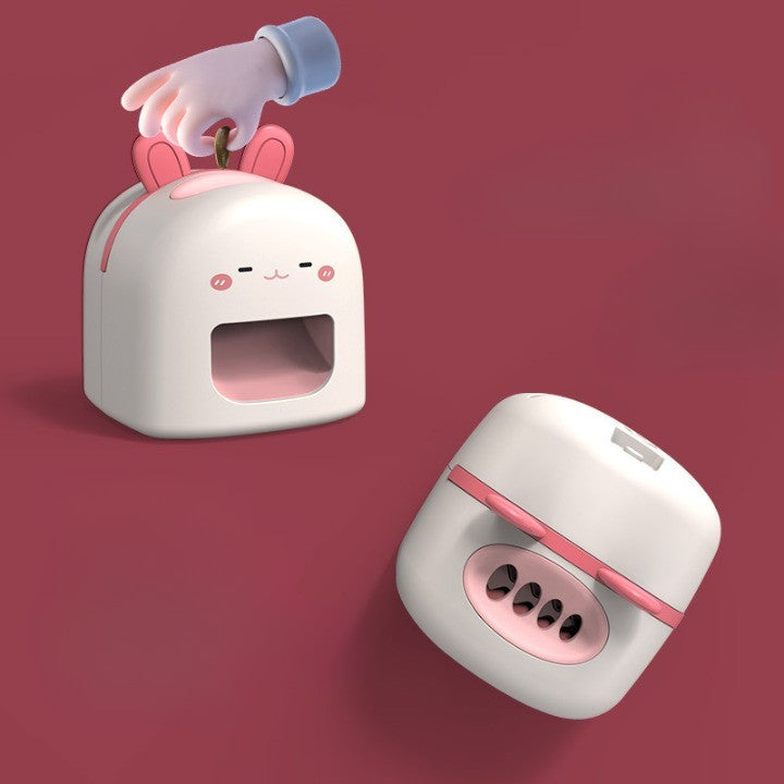 Mașină Electrică de Decojit Semințe de Floarea Soarelui, Deschizător Automat cu 4 Orificii, Protecție Dinți, Încărcare USB, Design Iepuraș, Material ABS, 9.7x10x8.6 cm, Alb