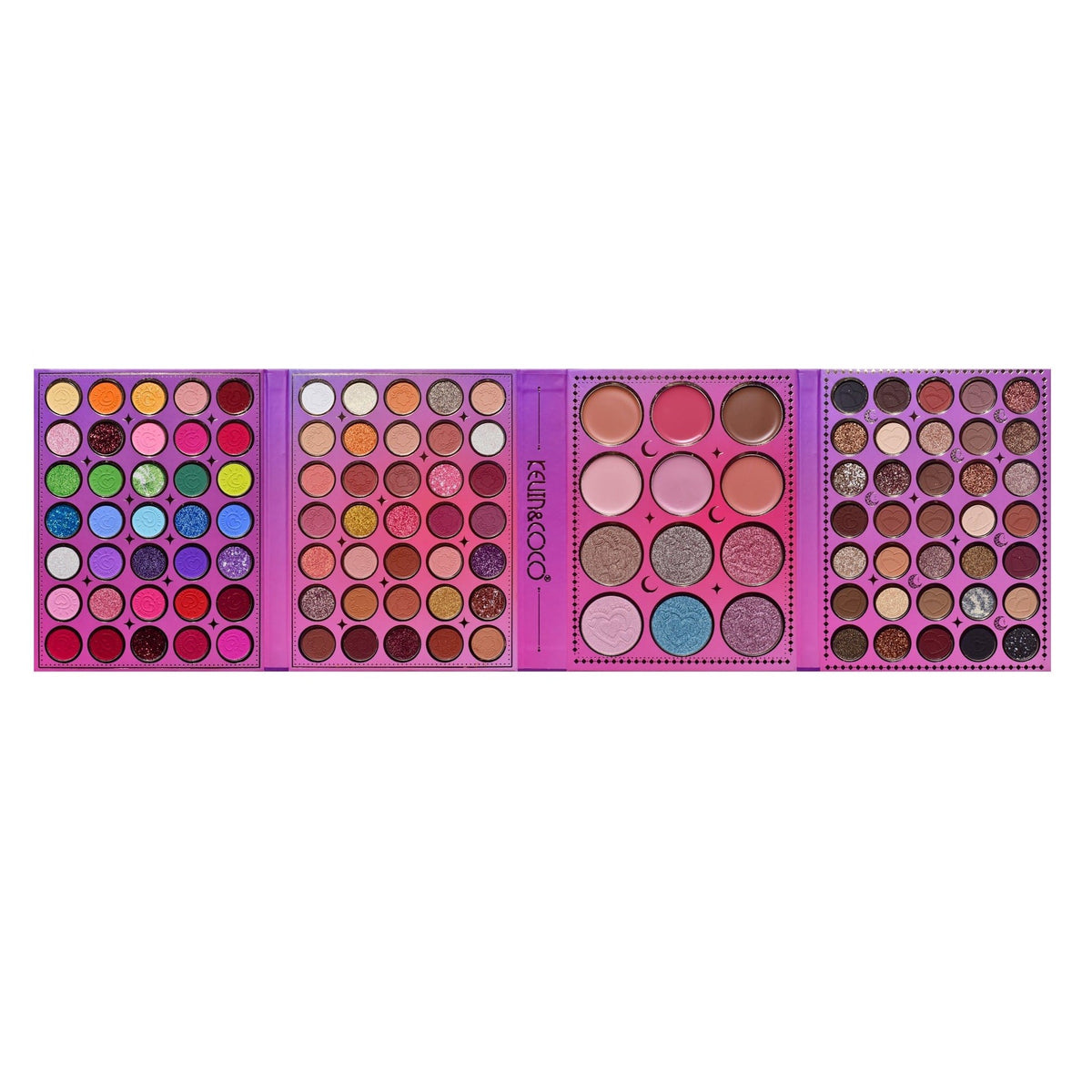Kevin & Coco Paleta de Machiaj Girl Power, Set Complet 117 Culori cu 105 Farduri de Pleoape, 6 Iluminatoare și 6 Blush-uri Cresoase, Finisaj Mat și Sidefat, 19 x 14.8 x 3.4 cm