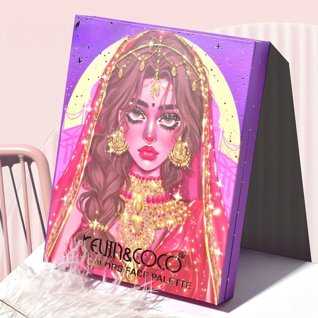 Kevin & Coco Paleta de Machiaj Girl Power, Set Complet 117 Culori cu 105 Farduri de Pleoape, 6 Iluminatoare și 6 Blush-uri Cresoase, Finisaj Mat și Sidefat, 19 x 14.8 x 3.4 cm