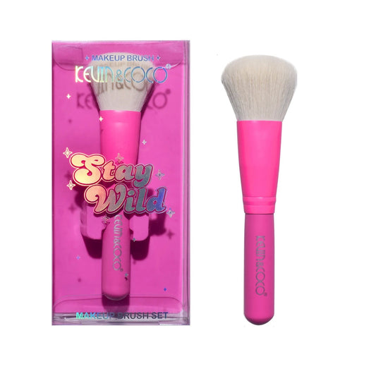 Kevin & Coco Pensula de Machiaj Stay Wild, Peri Sintetici si Maner Ergonomic, Roz, 14 x 4 x 1.5 cm