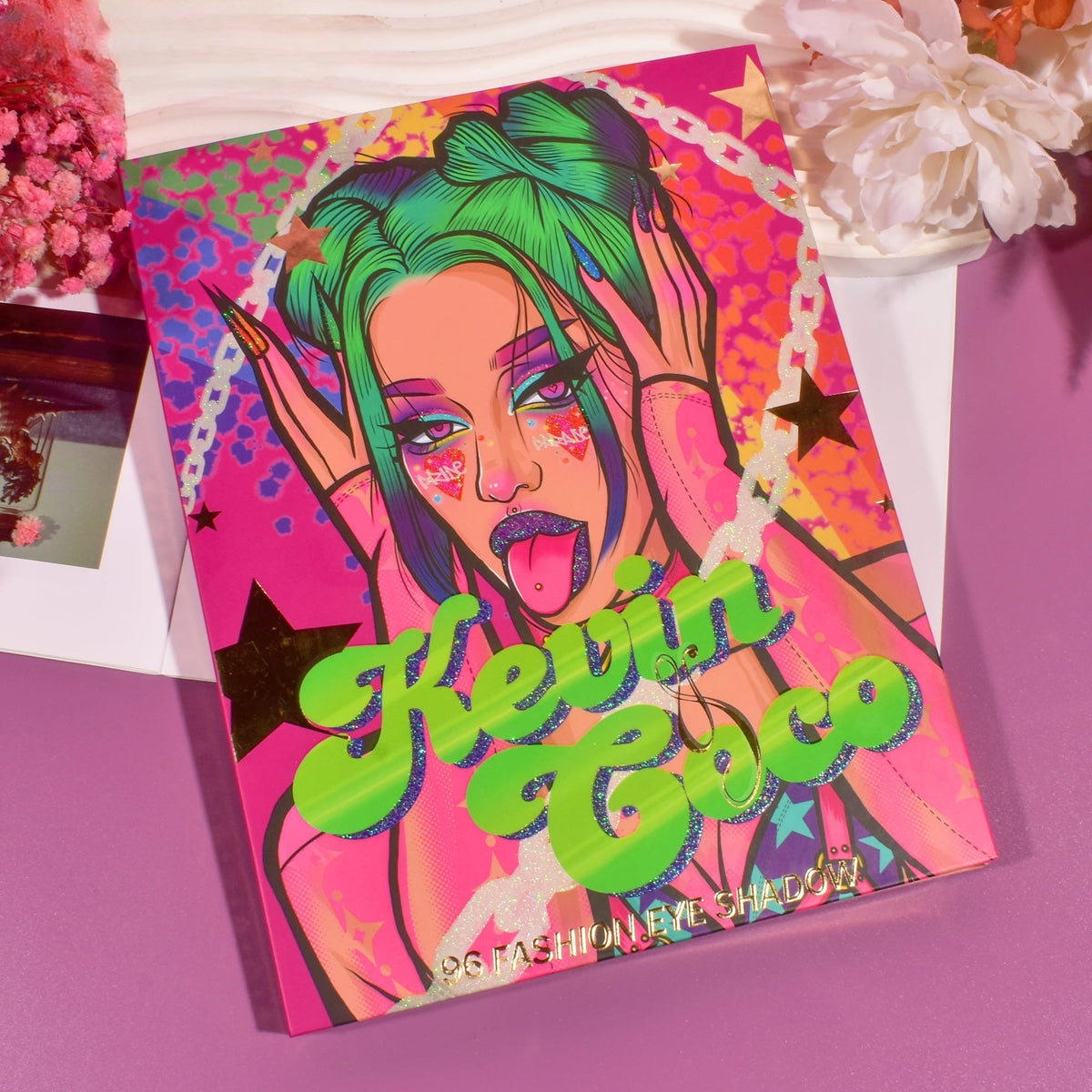 Kevin & Coco Paleta Machiaj Modern Girl, Fard de Pleoape Profesional, 96 Culori Mate Sidefate si Glitter, Pigment Intens, Cruelty Free, 18.5 x 24 cm