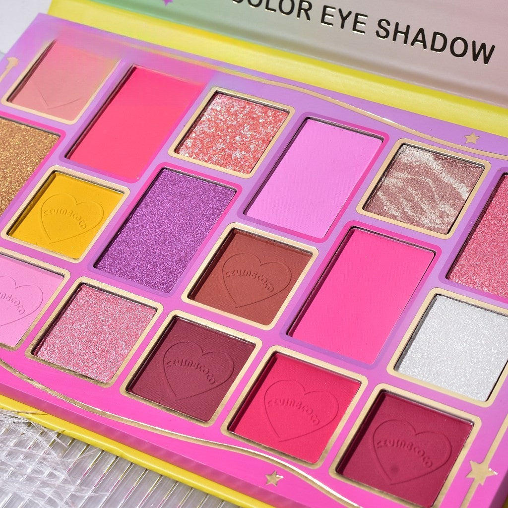 Kevin & Coco Paleta Fard De Pleoape Candy Star, 18 Culori Mate Sidefate Si Glitter, Pigmentat Cruelty-Free, Multicolor, 173 g