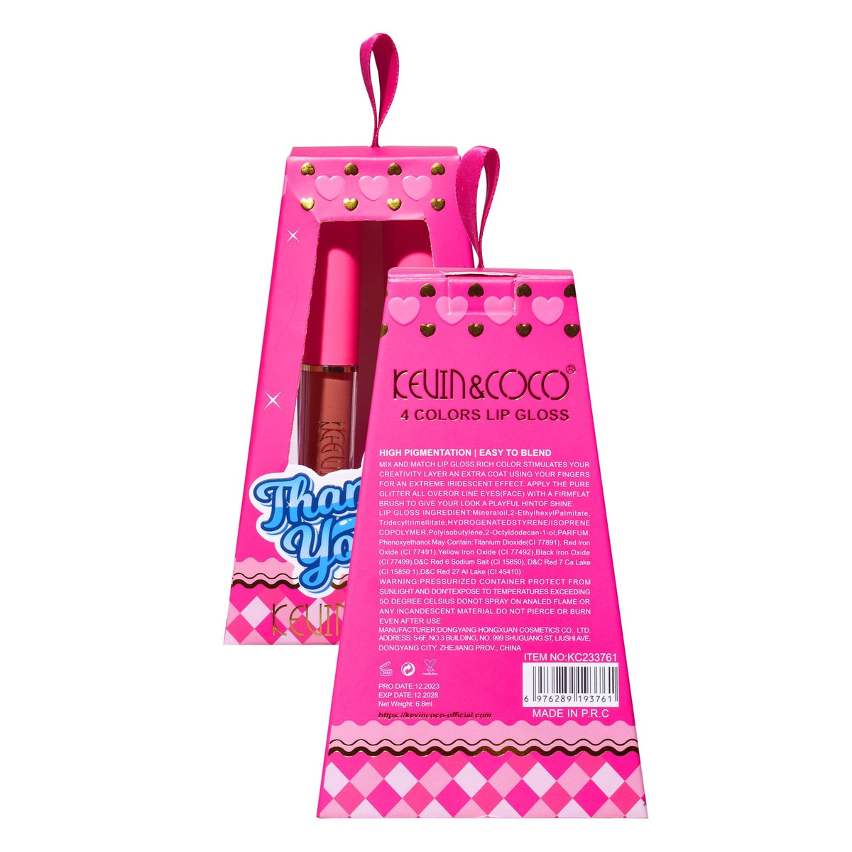 Kevin & Coco Set de Buze Cloud Bubble, 4 Gloss-uri de Buze cu Aspect Catifelat si Lucios, Textura Hidratanta, Cruelty-Free, Nuante Roz si Nude, 4 x 1.7 ml