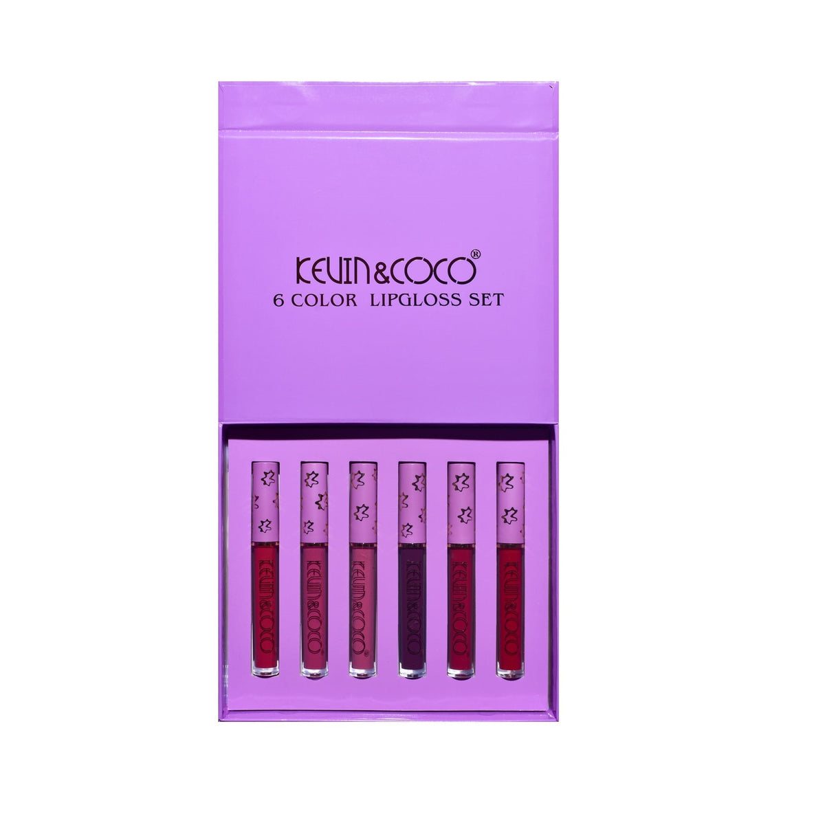Kevin Coco Set de Buze Violet Girl, 6 Luciu de Buze cu Aspect Catifelat si Lucios, Formula Cruelty-Free si Non-Toxica, Cutie Cadou, Mix de Nuante Roz/Rosu/Mov, 10.2 ml