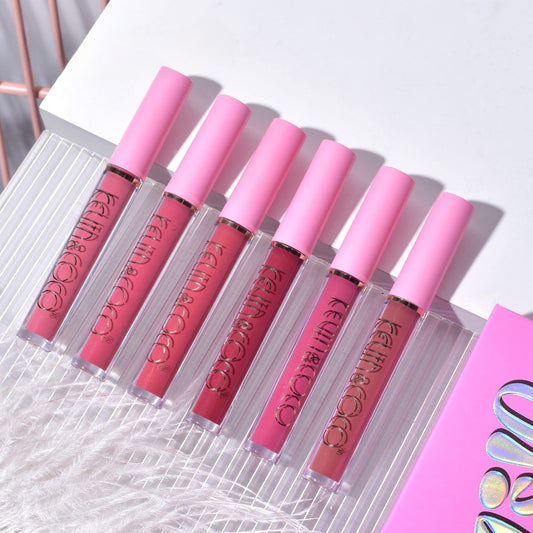Kevin & Coco Set de Buze Pink Girl, Kit cu 6 Gloss-uri de Buze Lichide, Efect Catifelat si Lucios, Formula Cruelty-Free, Nuante Roz si Maro, 10.2 ml