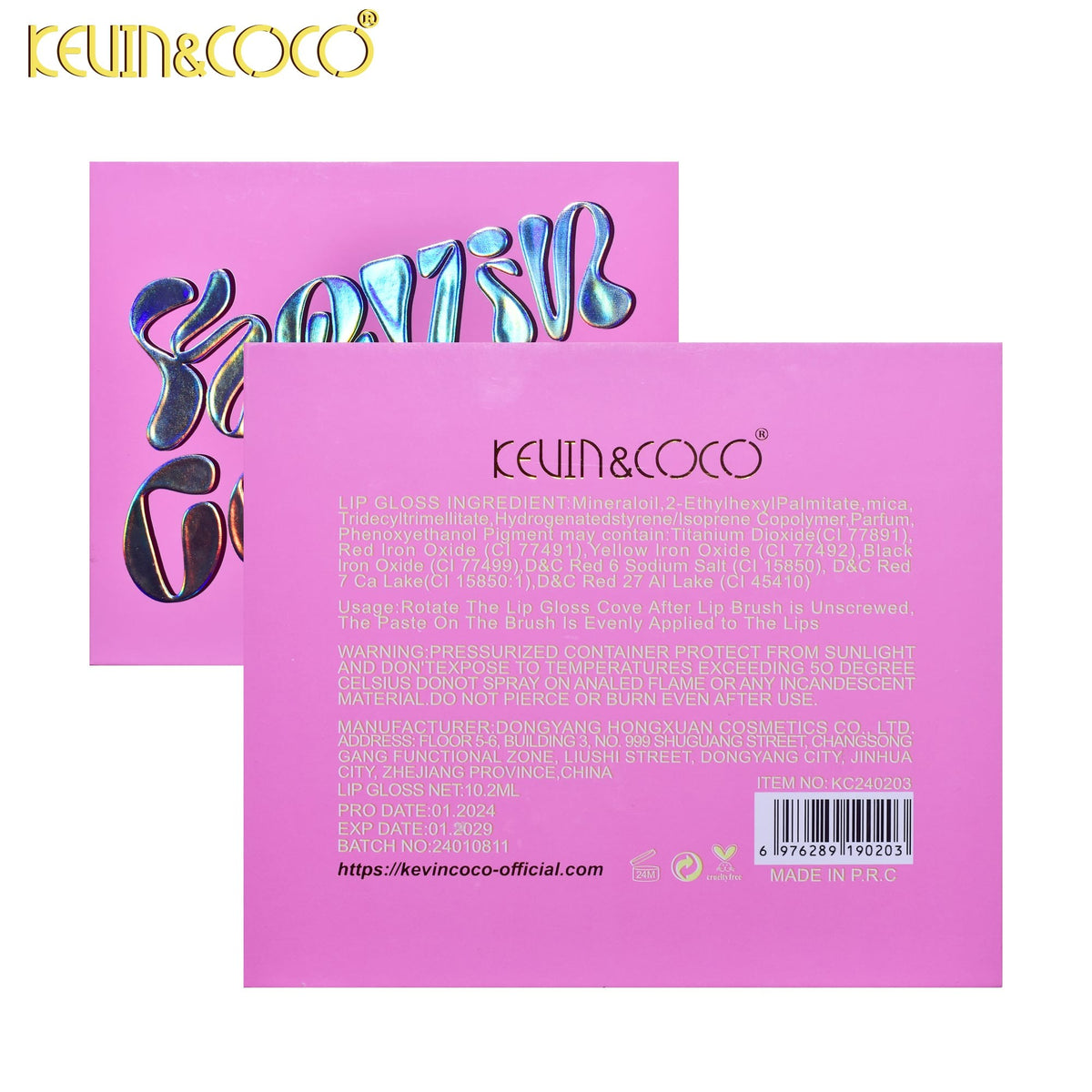 Kevin & Coco Set de Buze Pink Girl, Kit cu 6 Gloss-uri de Buze Lichide, Efect Catifelat si Lucios, Formula Cruelty-Free, Nuante Roz si Maro, 10.2 ml