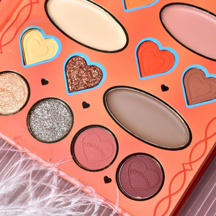 Kevin&Coco Paletă Machiaj Orange Girl, 20 Culori Fard de Pleoape și Blush, Pigmentată, Portocaliu, 1 Bucatǎ