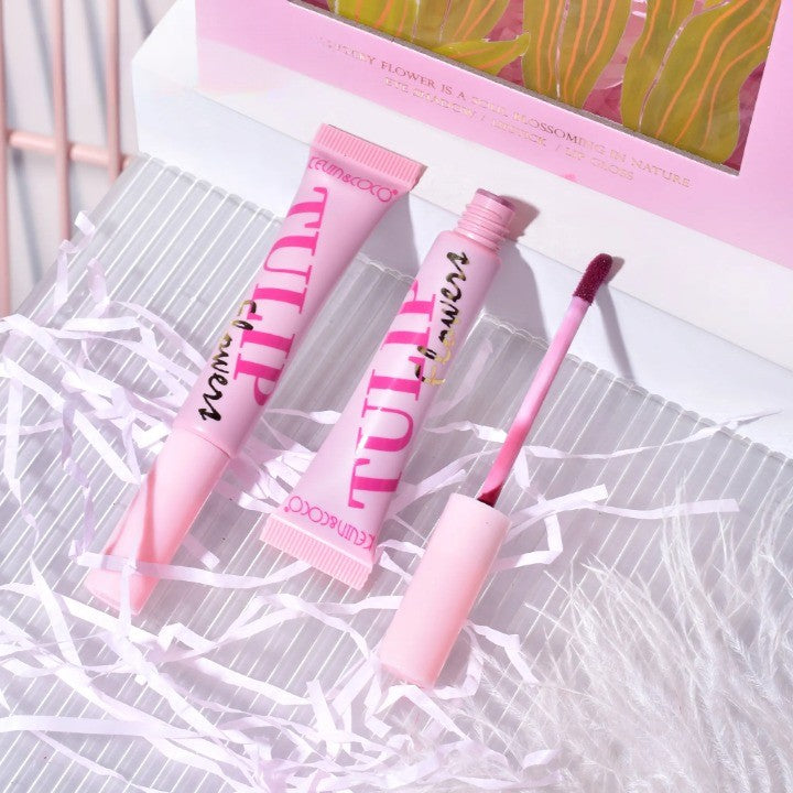 Kevin & Coco Set Machiaj Complet 22 Culori, Kit Cosmetice cu Paleta Farduri Nude si Roz, 2 Rujuri, 2 Gloss-uri, Oglinda Inimioara, Design Lalele, 15.7 x 21 x 4 cm, Multicolor