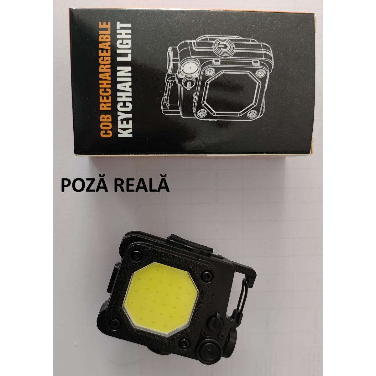 Elvis Lanterna Mini de Buzunar Tip Breloc, Tehnologie COB LED, Magnet si Incarcare USB-C, ABS si Aliaj Aluminiu, 6.1 x 5 x 2.5 cm, Negru