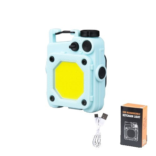 Lanterna Mini Elvis Tip Breloc, Tehnologie COB LED si Magnet, Reincarcabila USB-C, Multifunctionala pentru Camping, Material ABS, 6.1 x 5 x 2.5 cm, Albastru