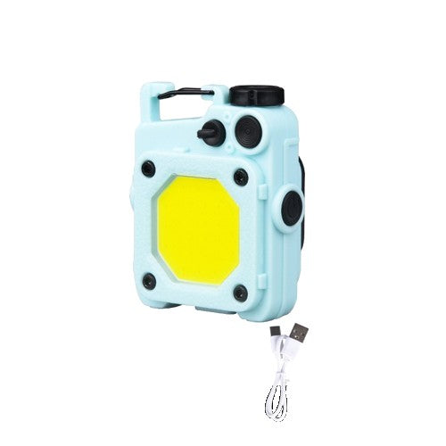 Lanterna Mini Elvis Tip Breloc, Tehnologie COB LED si Magnet, Reincarcabila USB-C, Multifunctionala pentru Camping, Material ABS, 6.1 x 5 x 2.5 cm, Albastru