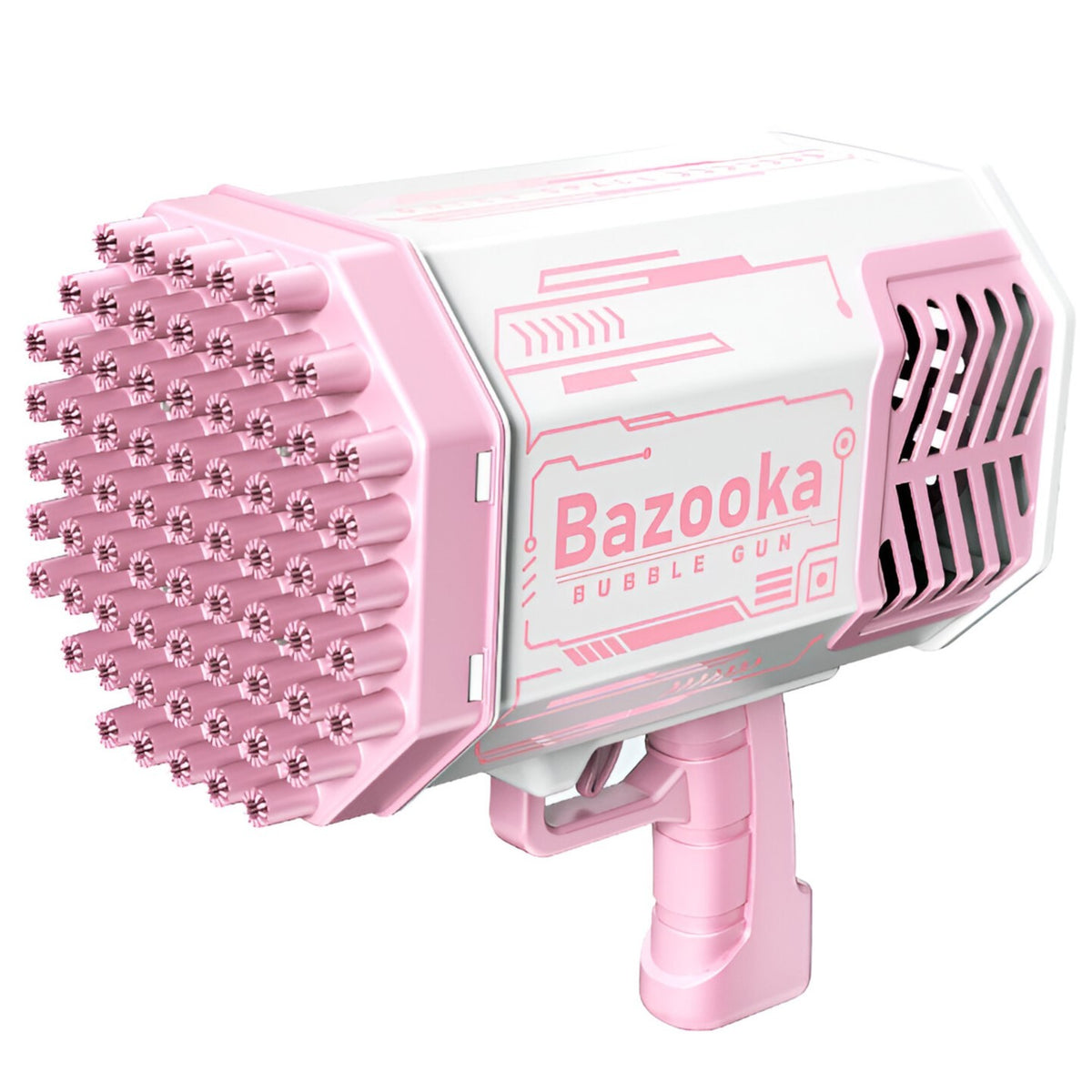 Pistol Pentru Baloane De Săpun, 69 Găuri Cu Lumini Colorate, Set Cu Lichid Și Baterie Li, Plastic, 24x14x24 cm, Roz