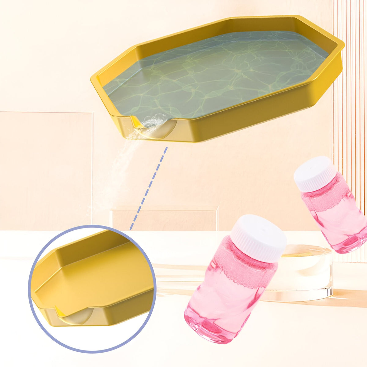 Pistol Pentru Baloane De Săpun, 69 Găuri Cu Lumini Colorate, Set Cu Lichid Și Baterie Li, Plastic, 24x14x24 cm, Roz