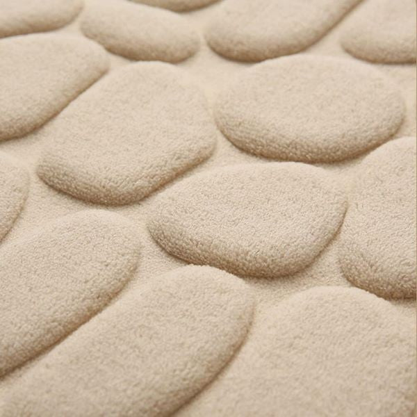 Covoras pentru Baie Antiderapant, Spuma cu Memorie, Absorbant si Uscare Rapida, Design 3D Piatra, Poliester si PVC, 40x60 cm, Bej