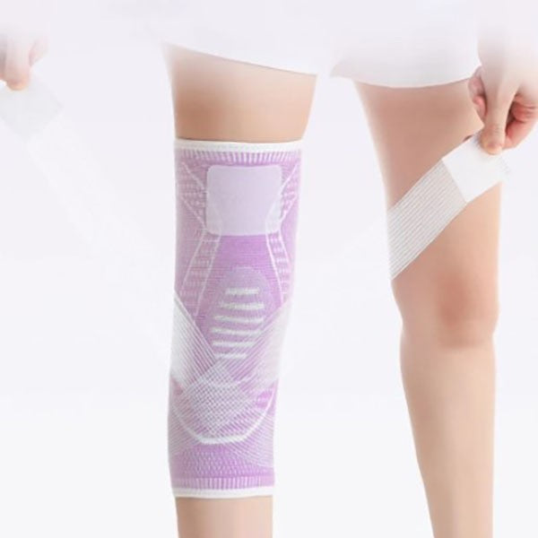 Orteza Elastica pentru Genunchi, Centura de Compresie Ajustabila cu Bretele, Material Tricotat 3D Respirabil, Protectie Menisc, Marime XL, Roz