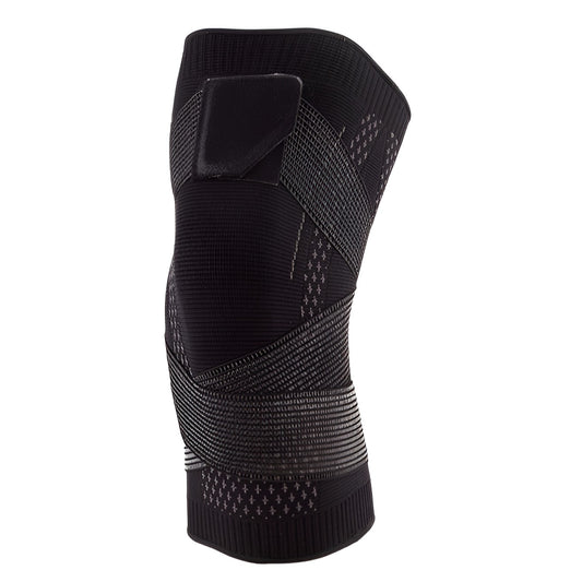 Orteza Elastica pentru Genunchi, Banda de Compresie Ajustabila cu Bretele, Material Respirabil Tricotat 3D, Marime M, Negru