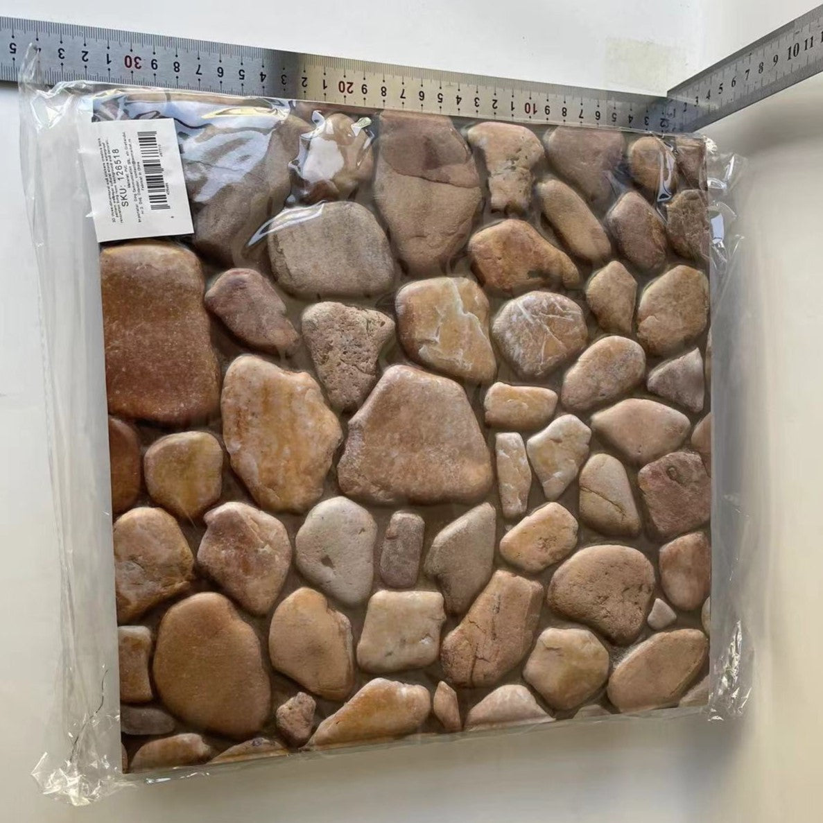 Tapet Autocolant 3D, Placi Autoadezive cu Imitatie Piatra, Panouri Decorative Impermeabile pentru Bucatarie si Sufragerie, Textura Reliefata, 30x30 cm, Maro, Set 10 Bucati