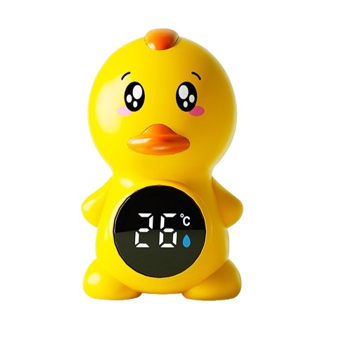 Termometru Electronic de Baie pentru Bebelusi, Afisaj LED si Alerta Temperatura, Rezistent la Apa IPX7, Senzor Inteligent, Model Ratusca Plutitoare, Plastic ABS, 12x7 cm, Galben