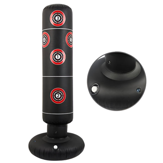 Sac de Box Gonflabil, Para de Box cu Suport Stabilizator pentru Apa sau Nisip, Antrenament Fitness Copii si Adulti, PVC Rezistent, Inaltime 160 cm, Negru