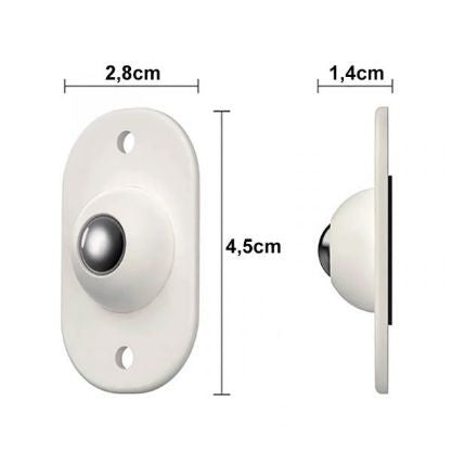 Set 16 Roti Autoadezive Universale pentru Mutat Mobila, Roti Pivotante cu Rotire 360 Grade, ABS si Cauciuc, 4.5x2.8x1.4 cm, Alb
