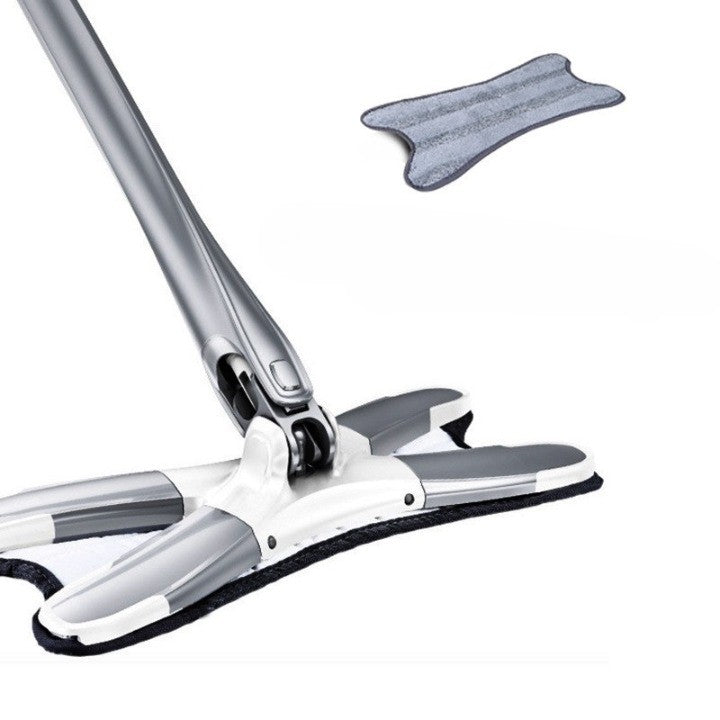 Mop Plat cu Sistem de Stoarcere Automata si Cap Rotativ 360 Grade, Tija Telescopica din Otel Inoxidabil 140 cm, 4 Lavete Microfibra Incluse, Argintiu